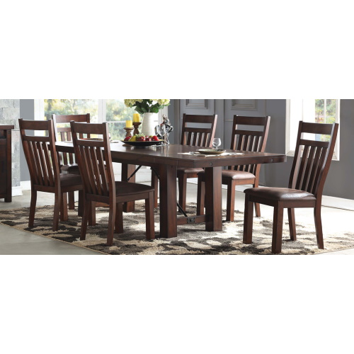 A brown dining table set