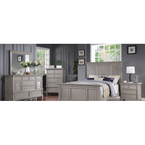 A set of white bedroom furniture