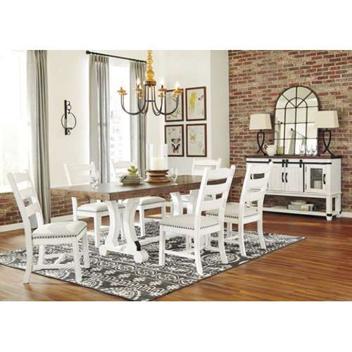 white and brown dining table set