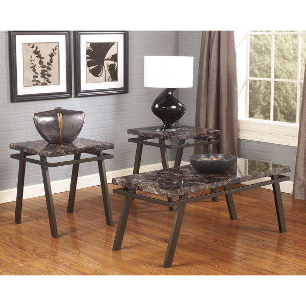 Living room table set with granite surface