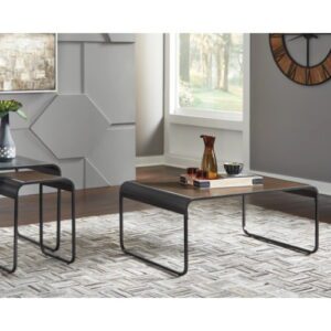 A curved style living room table set