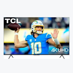 A television with an image of a football player.
