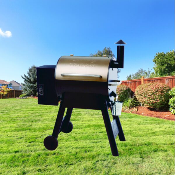 A bbq grill sitting in the middle of a yard.