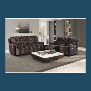 BROWN RECLINING SOFA AND RECLINING LOVESEAT