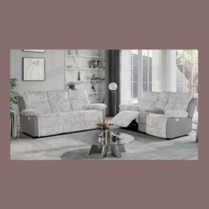 GREY RECLINING SOFA/CONSOLE RECLINING LOVESEAT