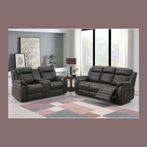 GREY RECLINING SOFA/CONSOLE RECLINING LOVESEAT