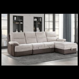 GLOBAL BEIGE/BROWN SECTIONAL WITH PULL OUT BED AND USB