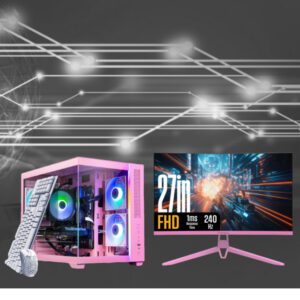 SKYTECH PINK GAMING TOWER WITH 27" CURVED MONITOR