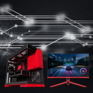 SKYTECH BLACK/RED VIPER GAMING TOWER WITH 27" CURVED MONITOR