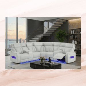 GLOBAL BLANCHE SILVER SECTIONAL WITH LED