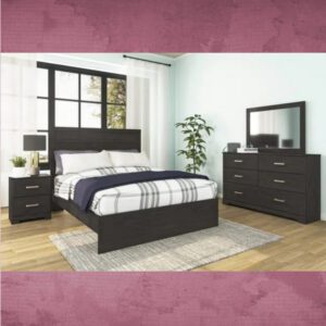 ASHLEY Belachime Queen Panel Bed with Mirrored Dresser and Nightstand W/ QUEEN PLUSH MATTRESS & FOUNDATION