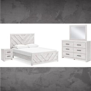 ASHLEY Cayboni Queen Panel Bed with Mirrored Dresser and Nightstand W/ QUEEN PLUSH MATTRESS & FOUNDATION