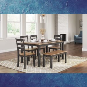 ASHLEY GESTHAVEN BROWN 6PC DINING ROOM TABLE SET