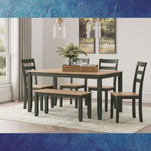 ASHLEY GESTHAVEN GREEN 6PC DINING ROOM TABLE SET