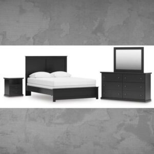 ASHLEY Maribel Queen Panel Bed, Dresser, Mirror and Nightstand W/ QUEEN PLUSH MATTRESS & FOUNDATION