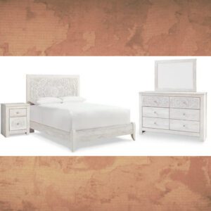 ASHLEY Paxberry Queen Panel Bed with Mirrored Dresser and Nightstand W/ QUEEN PLUSH MATTRESS & FOUNDATION